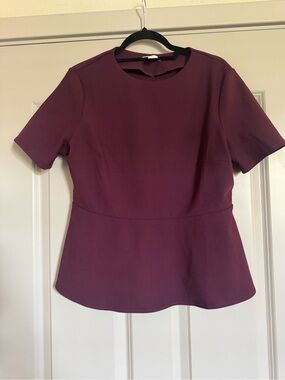 H&M Short Sleeve Peplum Top - Eggplant Purple